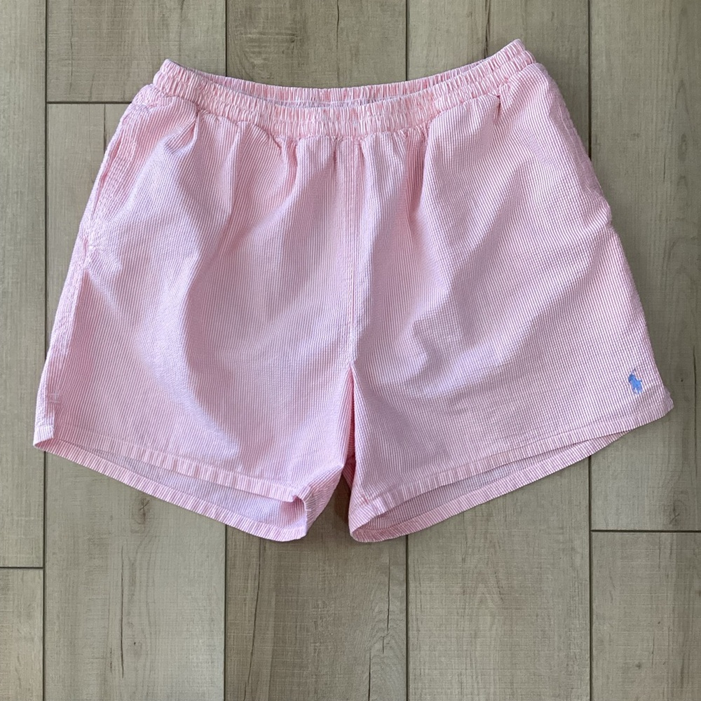 Polo Sport Swim Suit Pink & White Striped Seersucker Men’s XL